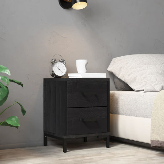 Bedside table 36x30x45 cm solid pine black