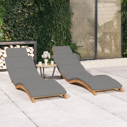 Sun loungers with cushions 2 pcs solid teak wood