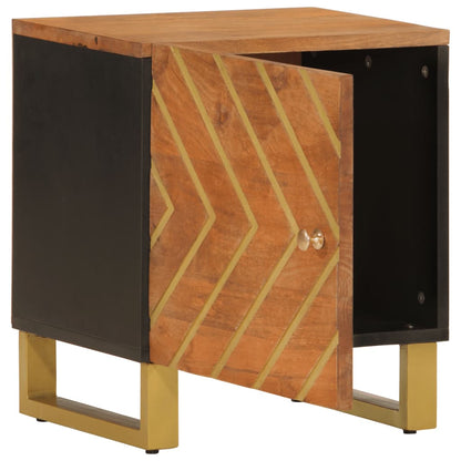 Solid mango wood bedside table in brown and black