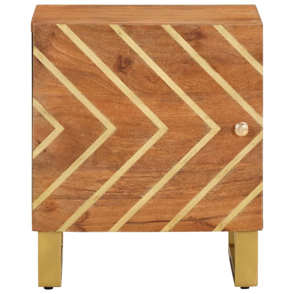 Solid mango wood bedside table in brown and black
