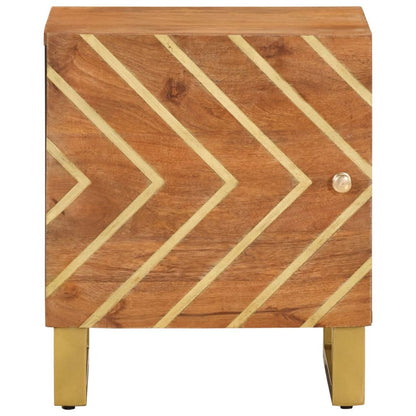 Solid mango wood bedside table in brown and black