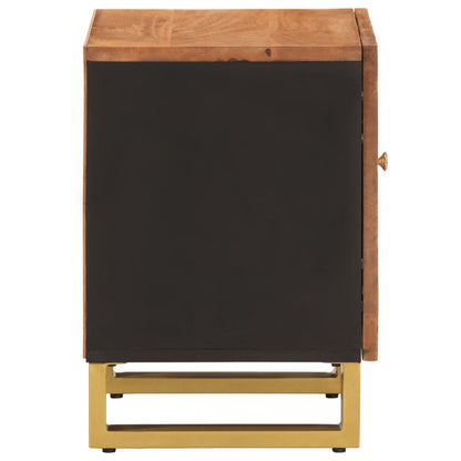 Solid mango wood bedside table in brown and black