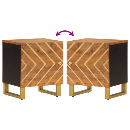 Solid mango wood bedside table in brown and black