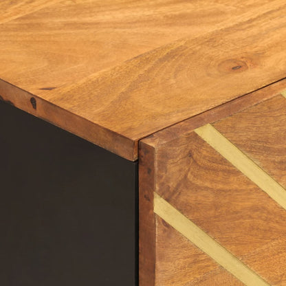 Solid mango wood bedside table in brown and black