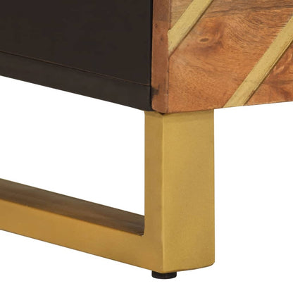 Solid mango wood bedside table in brown and black