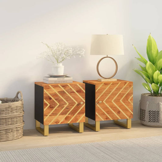 Bedside tables 2 pcs solid mango wood brown and black