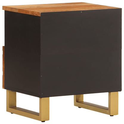 Solid mango wood bedside table in brown and black