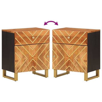 Bedside table 50x33x60 cm solid mango brown and black