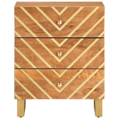 Bedside table 50x33x60 cm solid mango brown and black