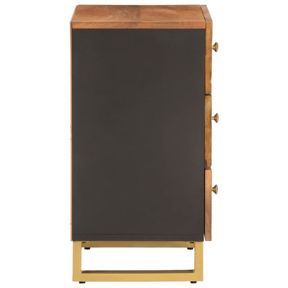 Bedside table 50x33x60 cm solid mango brown and black
