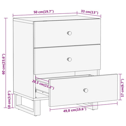 Bedside table 50x33x60 cm solid mango brown and black