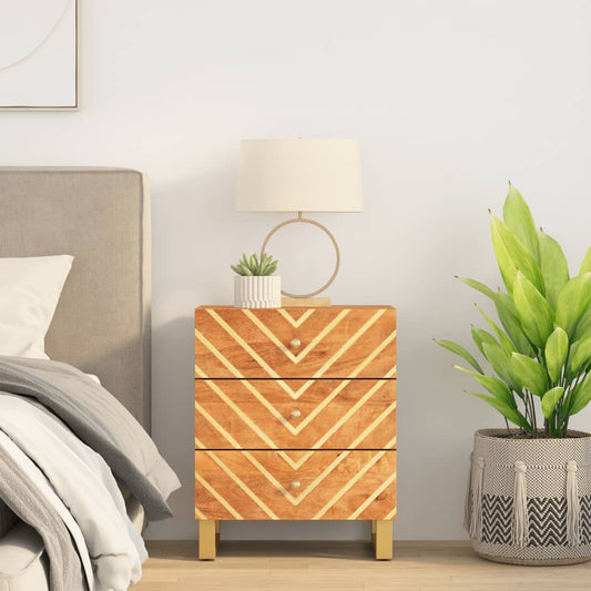 Bedside table 50x33x60 cm solid mango brown and black