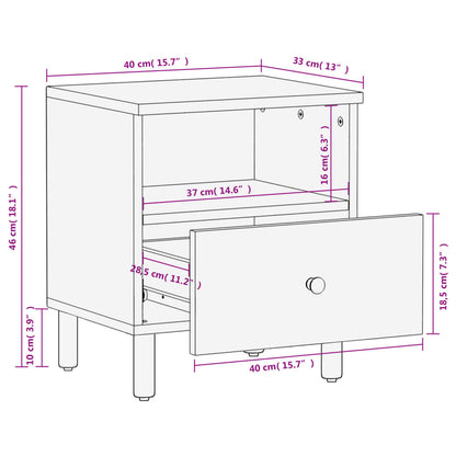 Bedside table 40x33x46 cm solid mango wood black