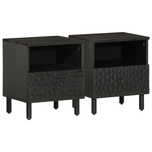 Bedside tables 2 pcs 40x33x46 cm solid mango wood black