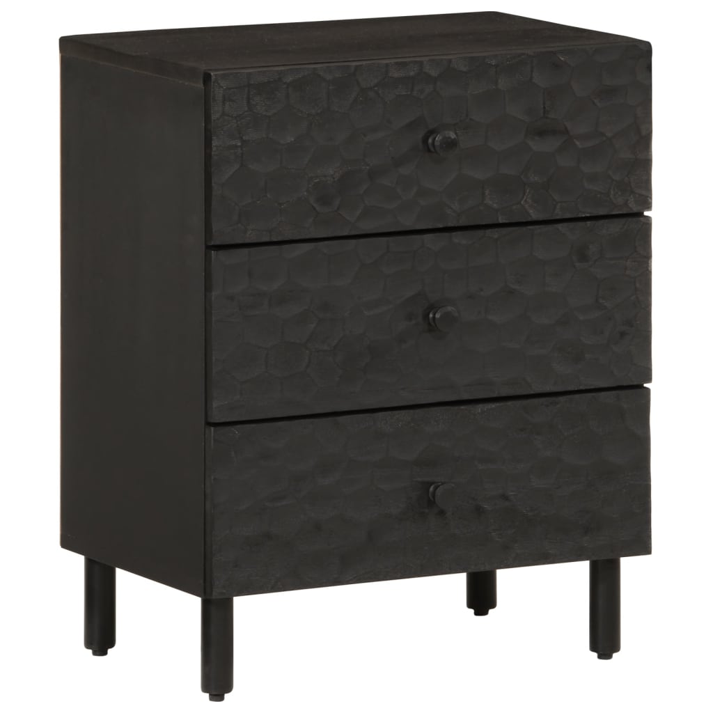 Bedside table 50x33x60 cm solid mango wood black