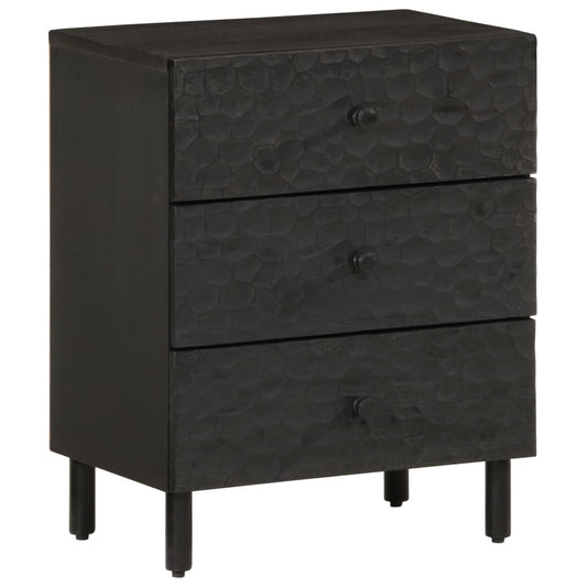 Bedside table 50x33x60 cm solid mango wood black