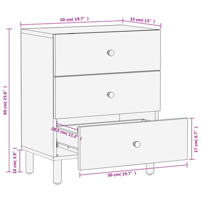 Bedside table 50x33x60 cm solid mango wood black