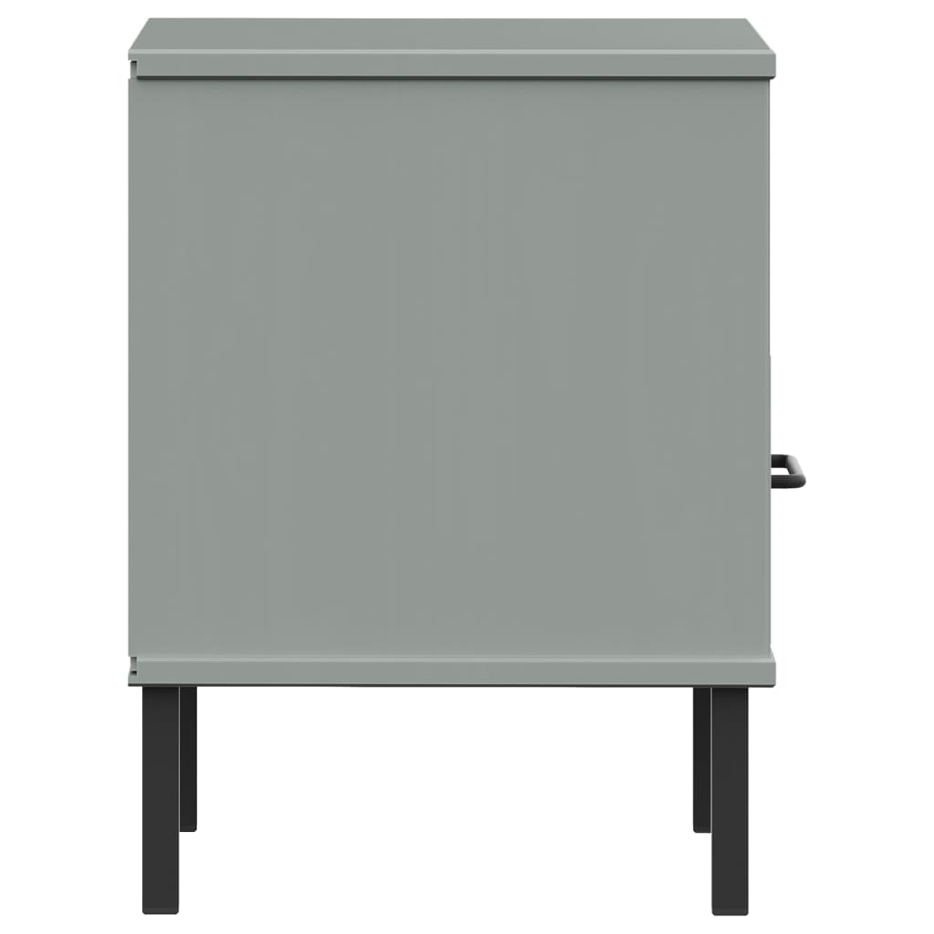 OSLO solid pine grey bedside table with metal legs