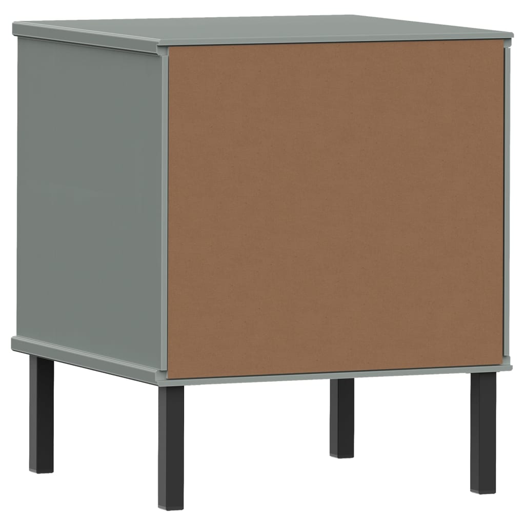 OSLO solid pine grey bedside table with metal legs