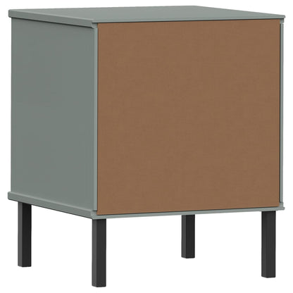 OSLO solid pine grey bedside table with metal legs