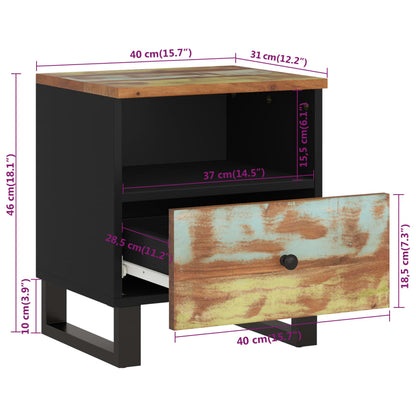Solid reclaimed wood/processed wood bedside table