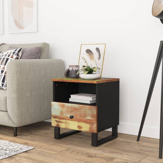 Solid reclaimed wood/processed wood bedside table