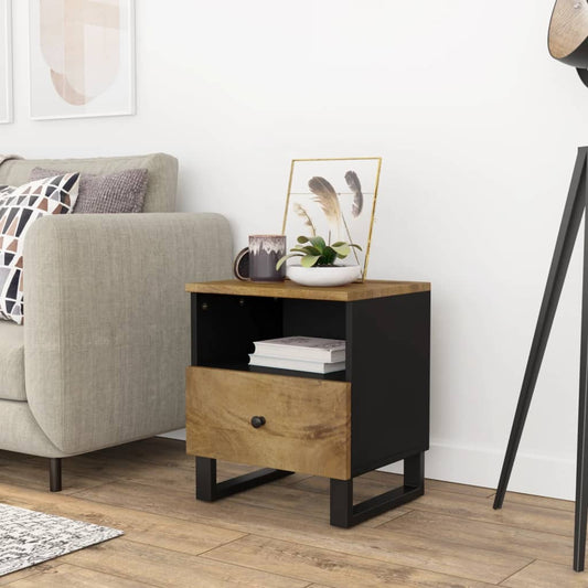 Bedside table in solid mango wood/wood derivatives