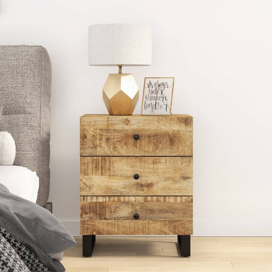 Bedside table in solid mango wood/wood derivatives