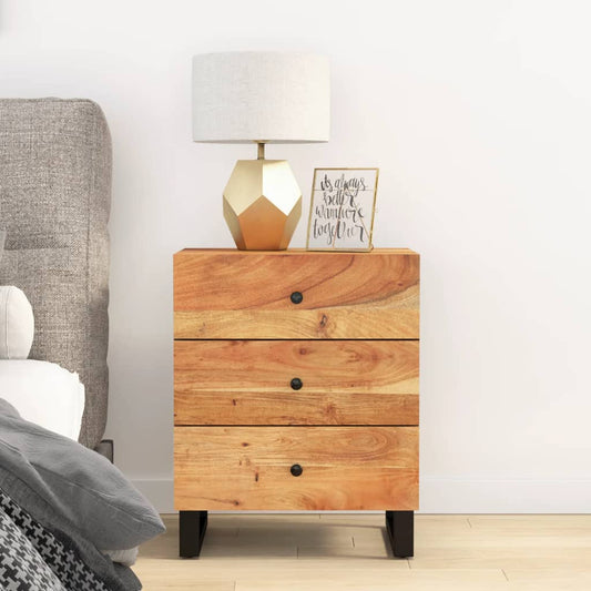 Bedside table 50x33x62 cm solid acacia/wood derivatives