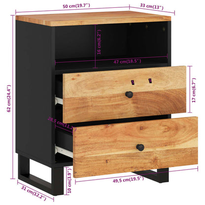 Bedside table 50x33x62 cm solid acacia/wood derivatives