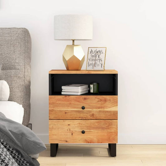 Bedside table 50x33x62 cm solid acacia/wood derivatives