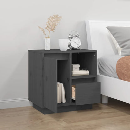 Bedside table 50x34x50 cm solid pine wood grey