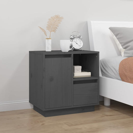 Bedside table 50x34x50 cm solid pine wood grey