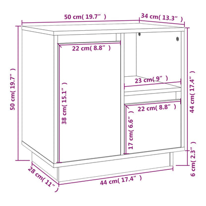 Bedside table 50x34x50 cm solid pine wood black