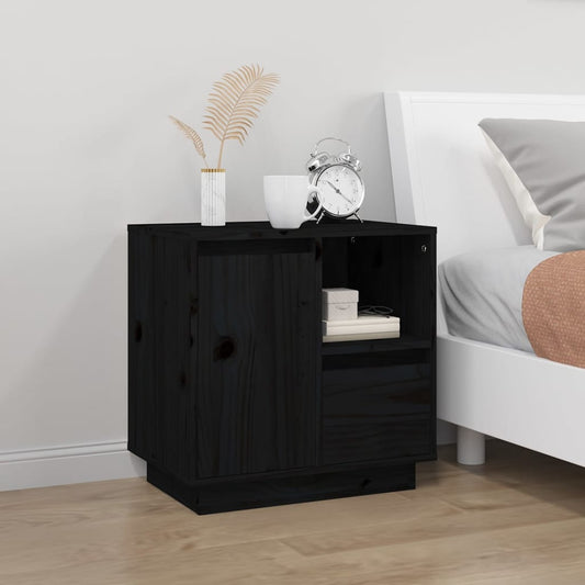 Bedside table 50x34x50 cm solid pine wood black