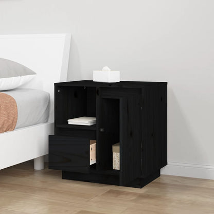 Bedside tables 2 pcs 50x34x50 cm solid pine wood black