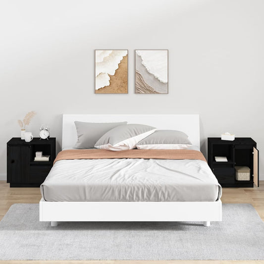 Bedside tables 2 pcs 50x34x50 cm solid pine wood black