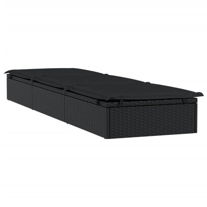 Espreguiçadeira 1 peça com mesa de vime sintético preto