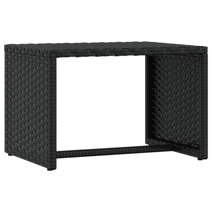 Sun loungers with table 2 pcs black PE rattan