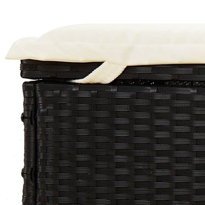 Sun lounger with folding roof 213x63x97 cm black PE wicker