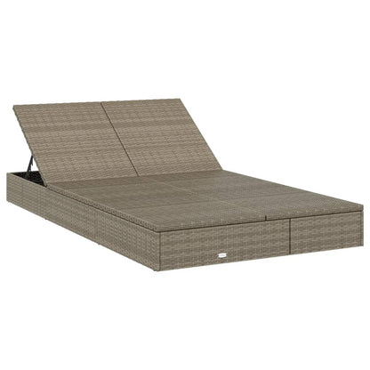 2-person sun lounger with cushions in grey poly rattan
