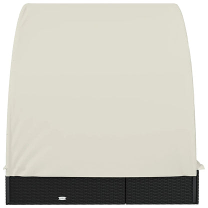 Round sun lounger for 2 people in black poly wicker
