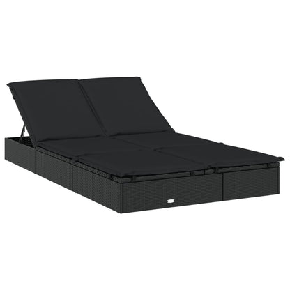 Round sun lounger for 2 people in black poly wicker
