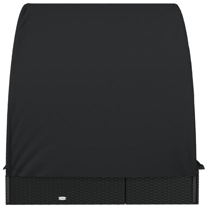 Round sun lounger for 2 people in black poly wicker