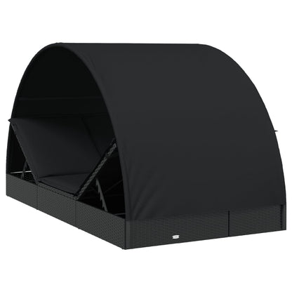 Round sun lounger for 2 people in black poly wicker