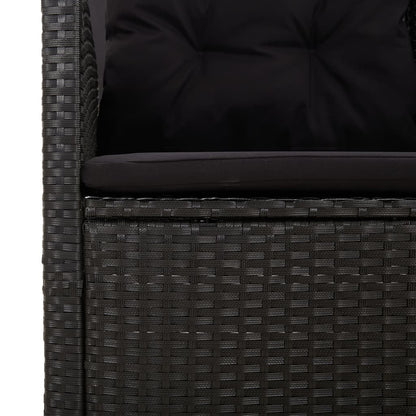 Reclining corner sofa with black poly rattan cushions