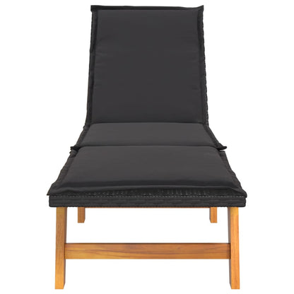 Espreguiçadeira com mesa vime PE e madeira de acácia maciça