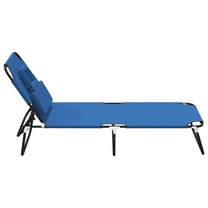 Folding sun lounger oxford fabric/powder coated steel blue