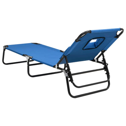 Folding sun lounger oxford fabric/powder coated steel blue