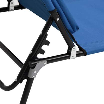 Folding sun lounger oxford fabric/powder coated steel blue